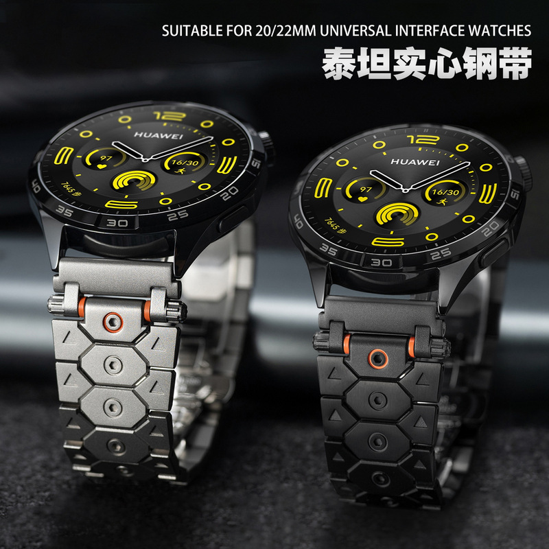 For Samsung Galaxy Watch7/6 Stainless Steel Strap Huawei GT5 Strap Metal Solid Strap 22mm