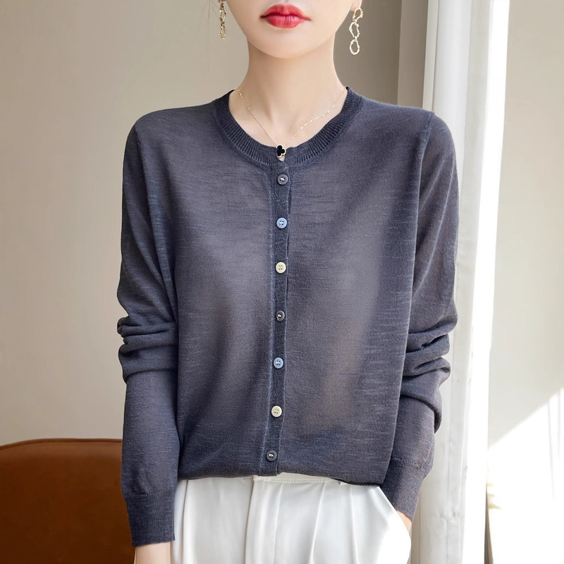 Women's Bamboo Linen Sun Protection Knitwear 2025 New Thin Long-Sleeved Top Summer Loose Outer Air-Conditioned Shirt Cardigan