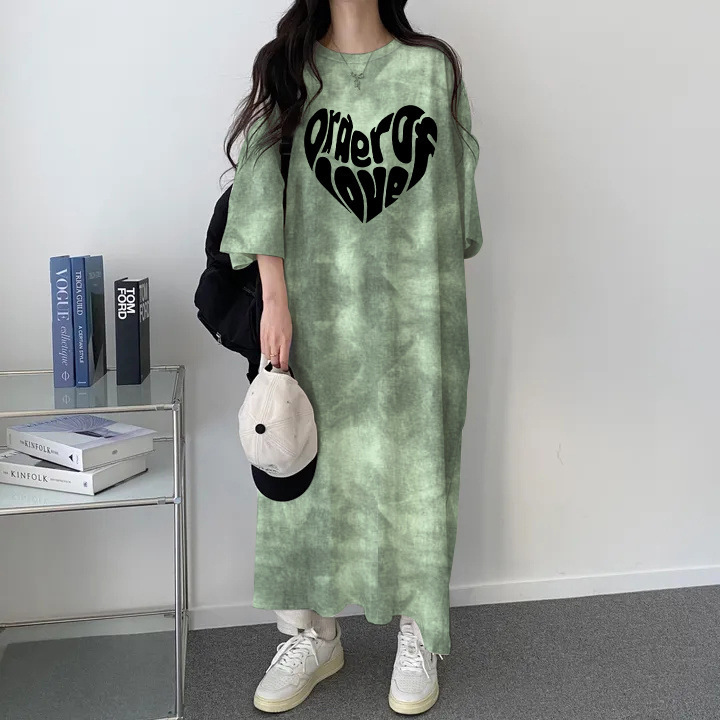 スーツ Tシャツスカート女性の 2024 新作夏人気カジュアルドレス絞り染め韓国ルーズ痩身レタークロスボーダー|undefined