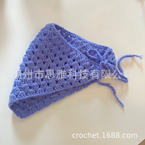 New Colorful Ethnic Hand Crochet Wide-Brim Hair Band for Women, Retro Farmhouse Style Hair Tying Band and Head Scarf Hat