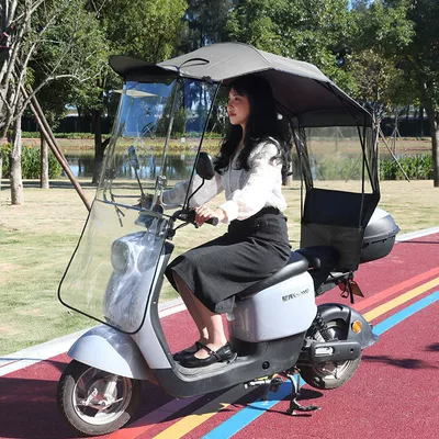 Electric vehicle rain canopy, small new model, bicycle sunshade, motorcycle windproof cover, electric scooter canopy, sunshade umbrella (Elektromobil üçün ön şüşə çətiri (günlük)) - hsrequires-assemblyfully-retractable-folding-shed-extra-large-lifting-window-gray-default-item