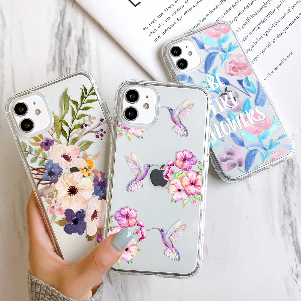 Apple, свежий совместимый чехол для телефона, iPhone13 Pro, прозрачный гибкий тыль, цветы, iphone, оптом