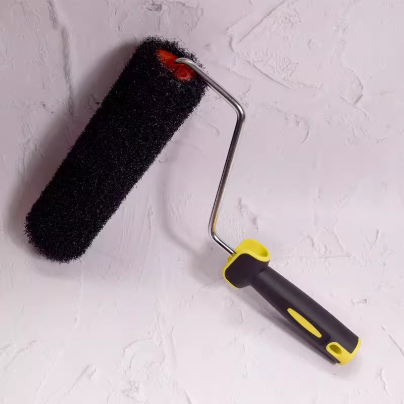 Cepillo de rodillo de cuero de tambor de patrón de 9 pulgadas, herramienta de nailon de seda negra, cepillo de piso, forma de barro de diatomeas, textura de anillo de alambre de cepillo