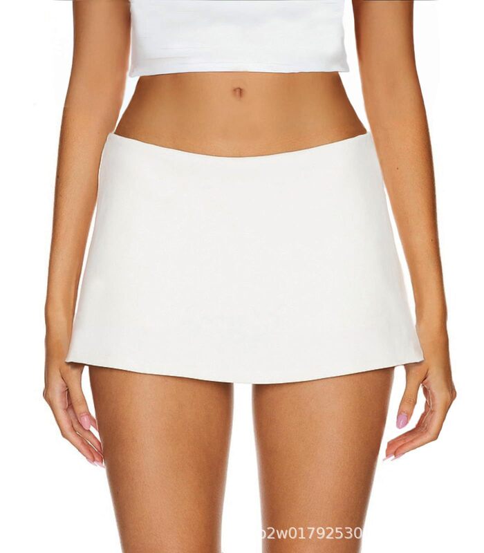 女性ローウエストショートキュロット内蔵ショーツ弾性黒スカート夏のベーシック|undefined