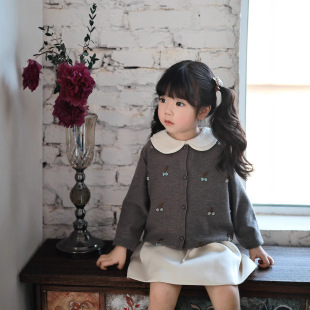 Girls Knitted Cardigan Jacket 2025 New Spring Korean Children's Sweater Early Spring Baby Knitted Sweater Top