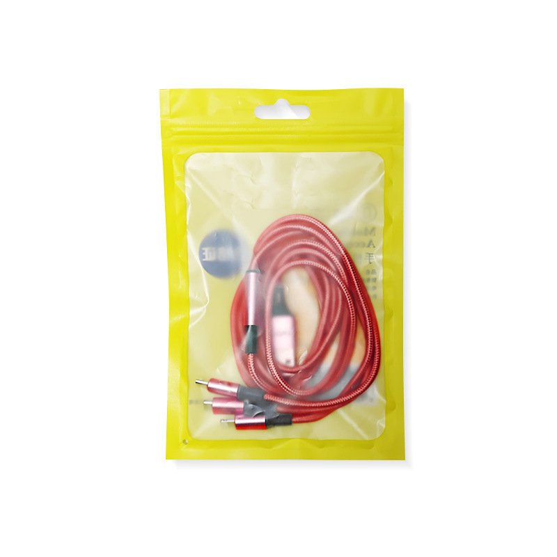 Cable de datos trenzado tres en uno de carga rápida 3A, listo para usar en fábrica, adecuado para Apple, Android y tipo C, cable de carga uno a tres.