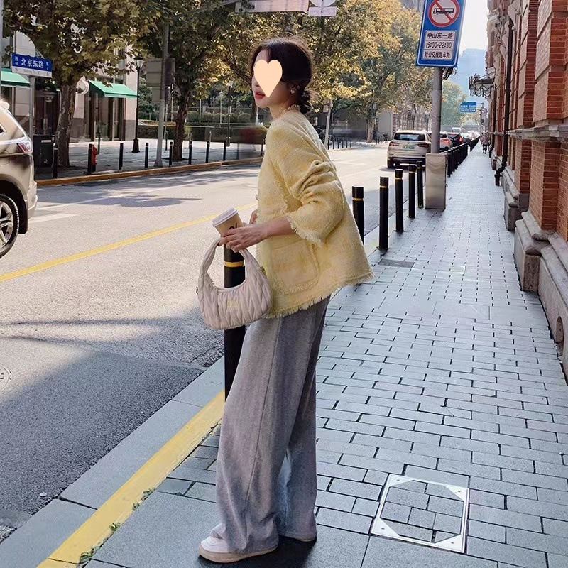 Tweed Tassel Yellow Chanel-Style Jacket for Women 2025 Autumn New Petite Elegant Socialite Exquisite Top