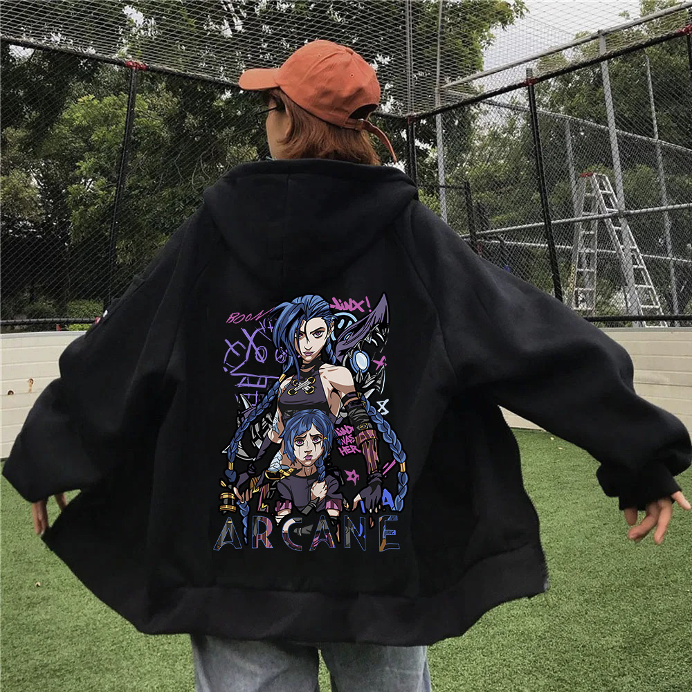 Arcane-Jinx Graphic Zipper Hoody Men Women Hip Hop Fashion