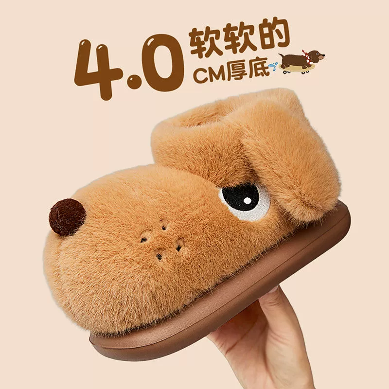 Симпатичные щенки и хлопчатобумажные тапочки женские зимние пары плюс бархатные теплые домашние плюшевые хлопковые сапоги для мужчин можно носить на улице