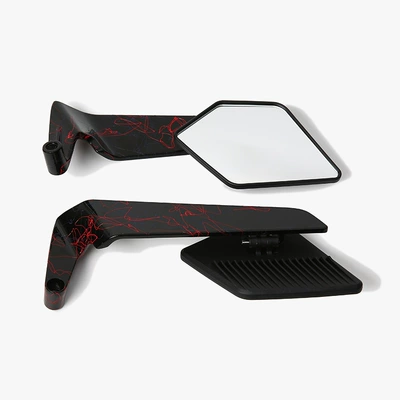 New Motorcycle Fixed Wing Motorcycle rearview mirror - art-pattern-black-mirror-shell-black