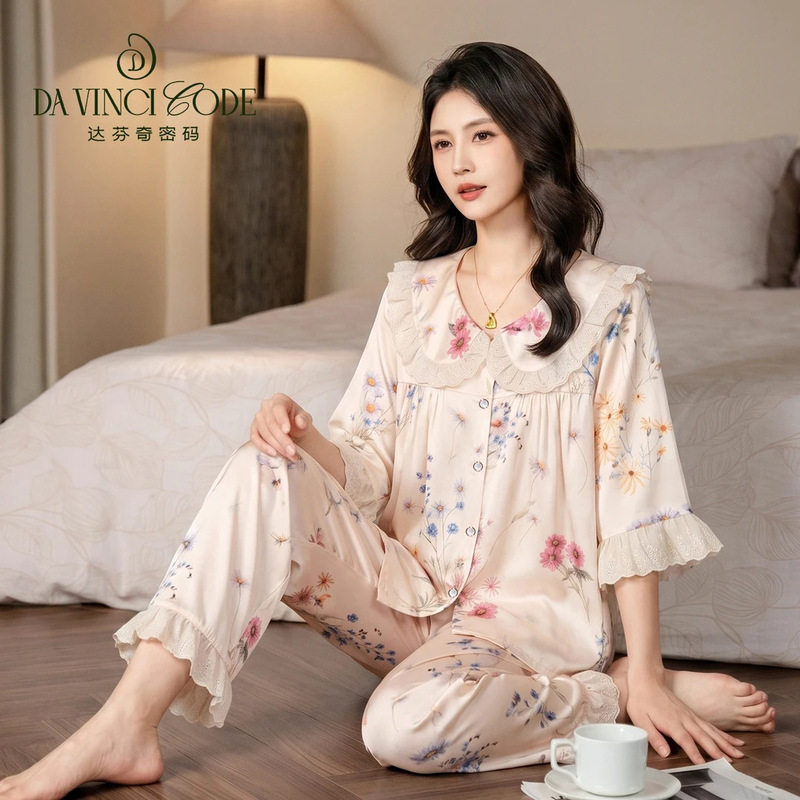 Da Vinci Code Spring/Summer New Women's Outfit: French Doll Collar Loose-Fit Ladies' Loungewear Da Vinci Code Spring/Summer New Women's Outfit: French Doll Collar Loose-Fit Ladies' Loungewear