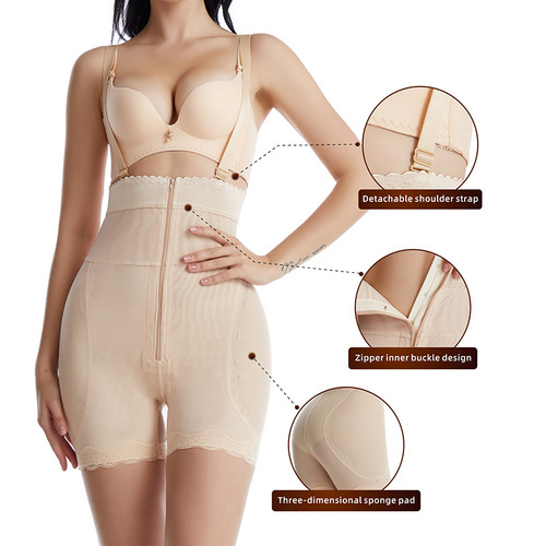 European and American high-waist shapewear, zippered tummy control pants, corset, body-lifting pants, fake buttocks and hip-enhancing jumpsuits