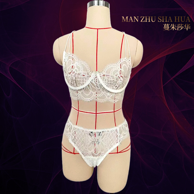 加工性感蕾丝内衣透明蕾丝文胸内裤套装服女式装性感内衣