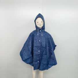 藏蓝色星空环保涤纶儿童斗篷雨衣防水轻便透气幼儿园学生便捷雨披