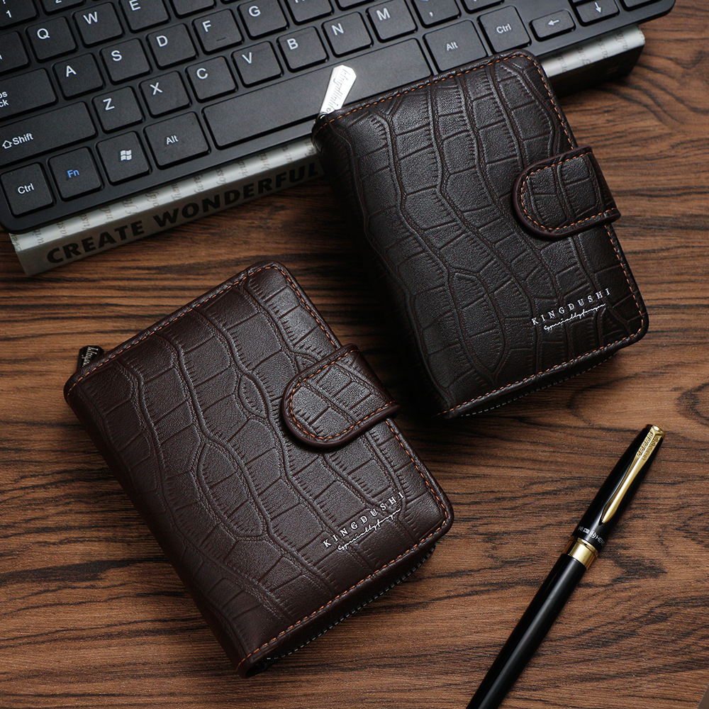 Ventas transfronterizas calientes de piedra para hombres billetera vertical con cremallera de gran capacidad bolsa de tarjetas de cremallera bolsa de cambio multi-tarjeta cartera