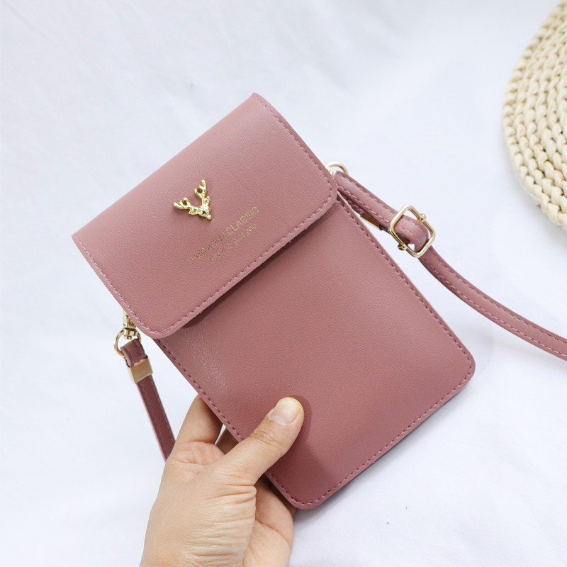 2021 nuevo bolso de teléfono móvil de pantalla táctil de pantalla grande bolso de teléfono móvil Halter de mujer bolso mini bandolera japonés y coreano monedero