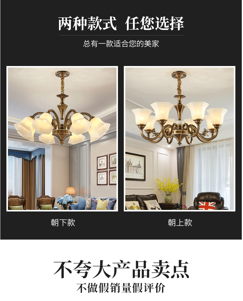 美式吊灯全铜复古客厅灯欧式餐厅卧室灯奢华大气现代简约别墅灯饰-阿里巴巴