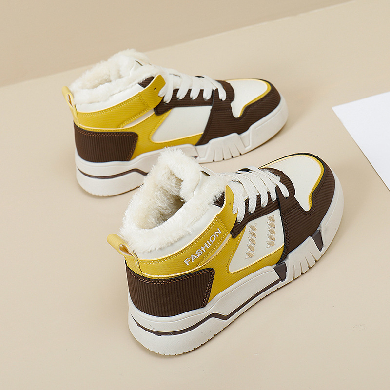 INS Trendy Plush Little White Shoes for Women 2023 Winter New Thick Sole Korean Edition Versatile Student Warm Cotton Shoes_voghion.com