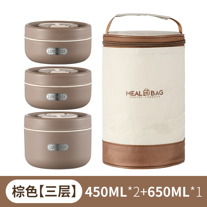 304 caja de almuerzo redonda de acero inoxidable con aislamiento estudiante trabajador de oficina caja de almuerzo portátil caja de almuerzo sellada tazón de sopa al por mayor