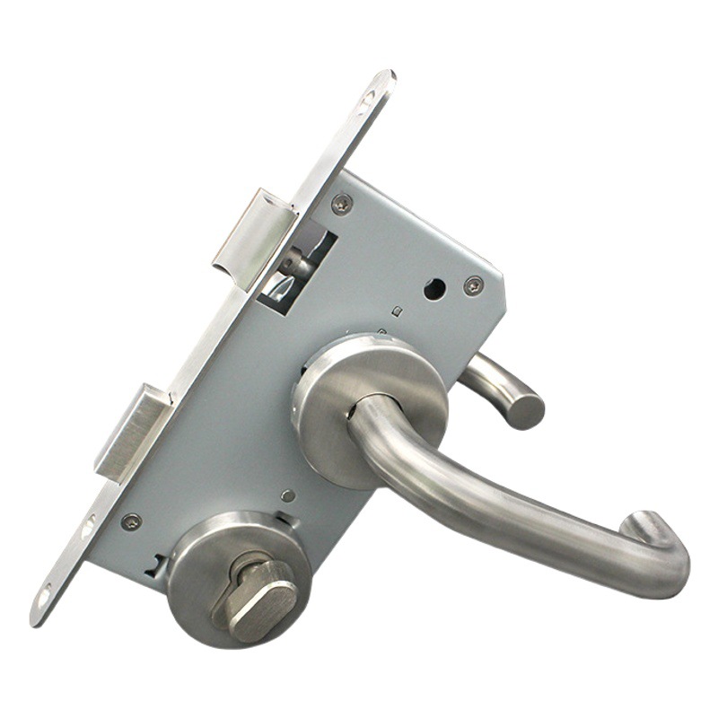 Juego de cerraduras para puertas cortafuego estándar europeo de acero inoxidable 304, tipo universal para puertas cortafuego de paso de seguridad, modelo de alta gama con cerradura de manija con núcleo de cobre.