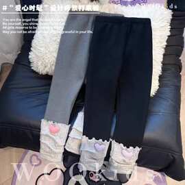 女童卡通可爱百搭秋装中大童秋冬新款保暖时尚拼色百搭长款打底裤