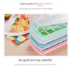 Creative 24-Compartment Silicone Ice Mold, New Model, Household Silicone Ice Tray with Lid, Ice Cube Mold, Wholesale