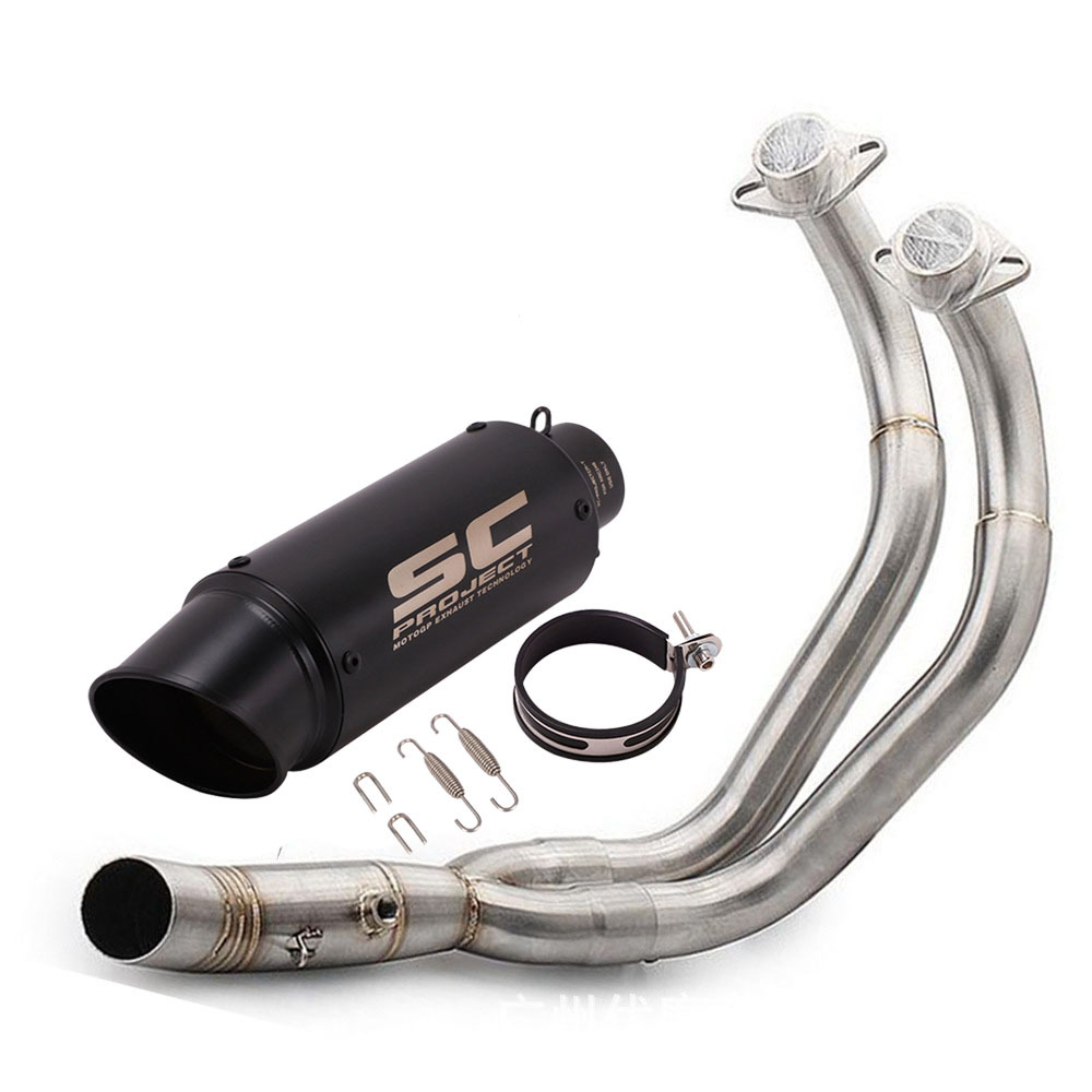 FZ07 MT07 / MT - 07 / XSR700 conjunto completo de acero inoxidable de la sección delantera del tubo de escape de la motocicleta image 18