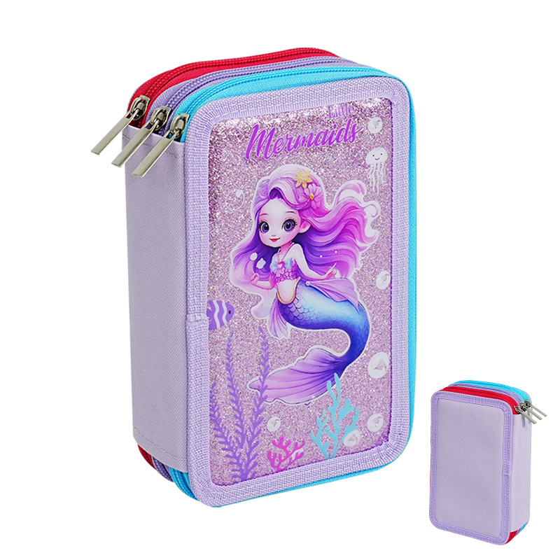 Inventario transfronterizo de gran capacidad bolsas de lápiz de color sólido 52 bolsas de lápiz de estudiantes de color caja de papelería bolsas de lápiz de pintura de arte al por mayor