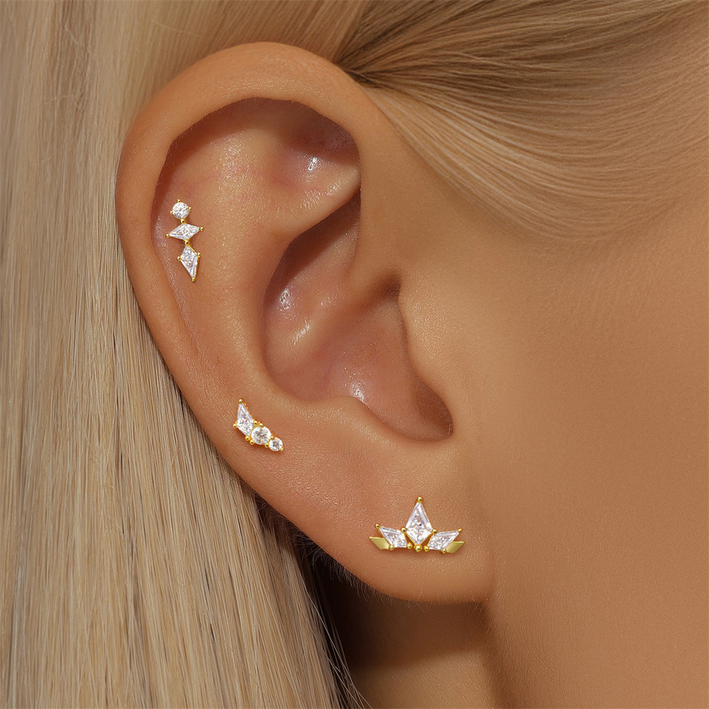 3g Weight Ear Studs Classification Ear Cartilage Rings & Studs Piercing Type 1 Piece Quantity Housewarming, Holiday, Birthday Occasion 925 Sterling Silver Material Geometric Pattern Unisex Gender Plating Design Casual, Simple Style Style 1 Piece Ear Cartilage Rings & Studs Casual Simple Style Geometric 925 Sterling Silver Plating Ear Cartilage Rings & Studs 15