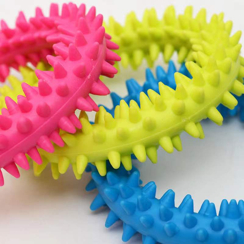 Amazon TPR perro juguete de goma anillo de espina resistente a los mordiscos juguete de peluche Golden Retriever molar suministros para mascotas