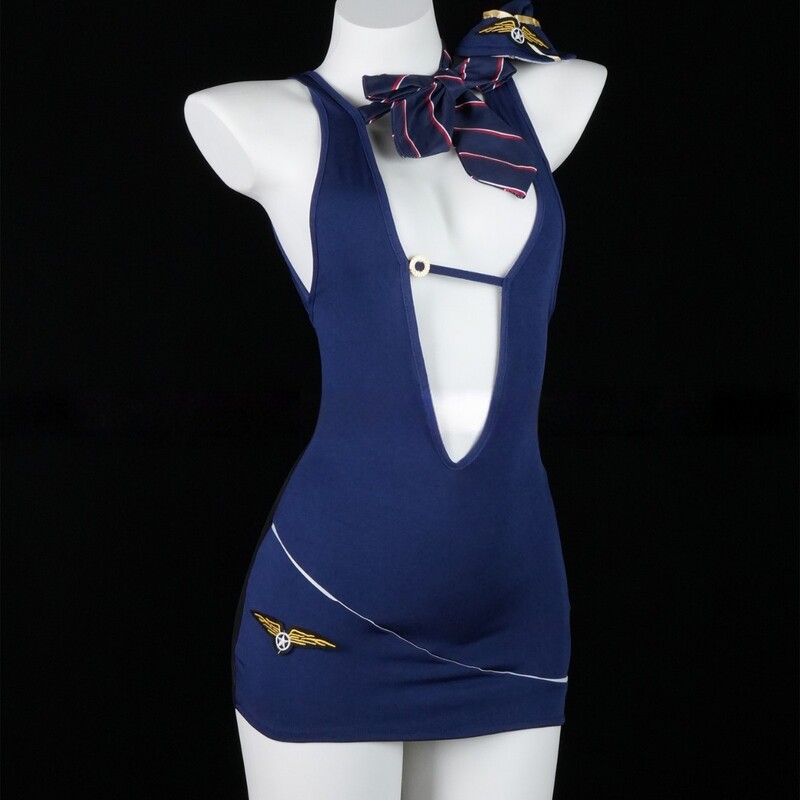 New Style Sexy Lingerie, Revealing Pajamas, Stewardess Uniform, Hip-Hugging Skirt Set, Teasing and Seductive Qqny