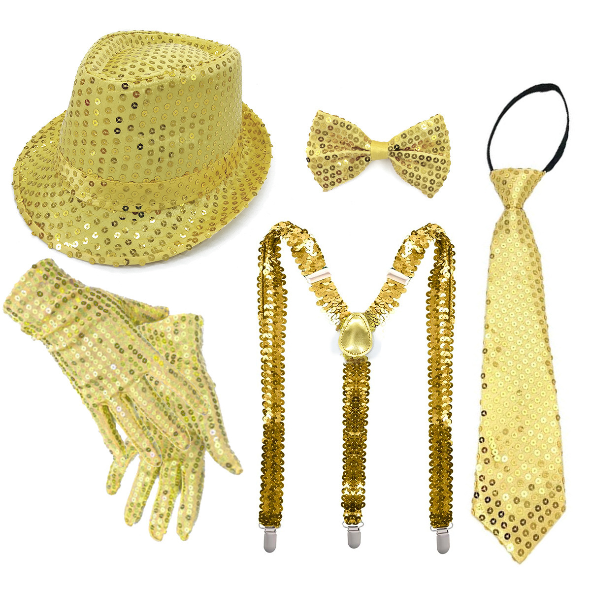 70s DISCO espectáculo accesorios esquinilla sombrero corbata guantes cinturón hombre conjunto Xiaoyin TEMU en stock