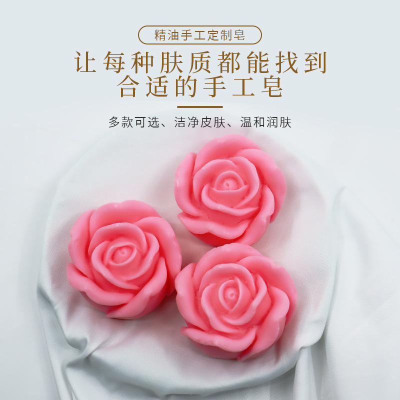 Spot Rose Essential Oil Jabón hecho a mano Lavado de cara Baño Limpiador Baño Aceite esencial de rosa Jabón hecho a mano