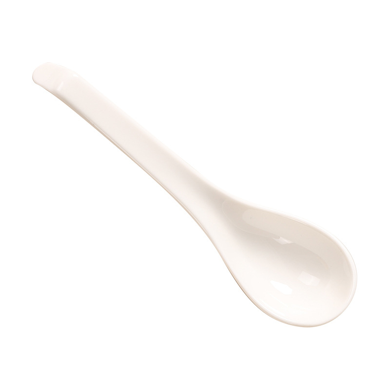 Large White Ceramic Soup Spoon With Long Handle For Home Kitchen_voghion.com