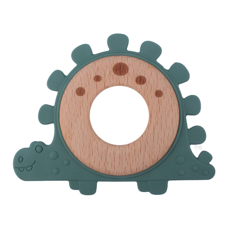 Nuevo bebé suministros de dibujos animados serie Animal anillo de madera mordedor bebé creativo mordedura de goma molar juguete de haya