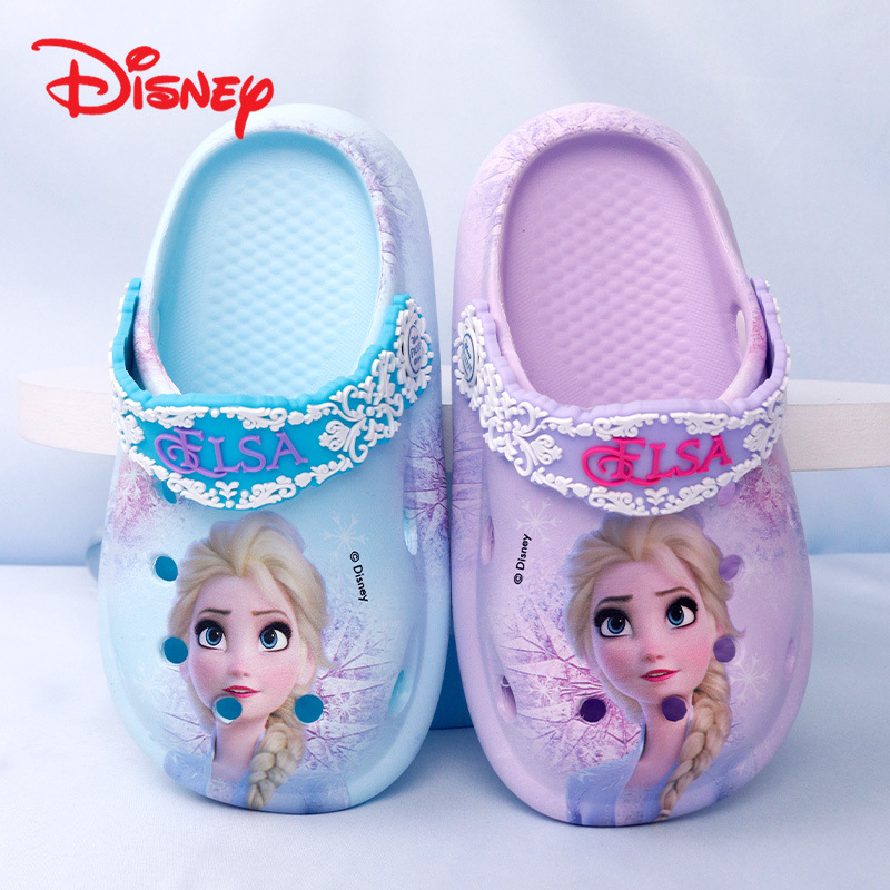 Frozen Elsa Princess Sandals Summer Garden Clogs Cute Cartoon Non-Slip Lightweight Sole Beach Shoes