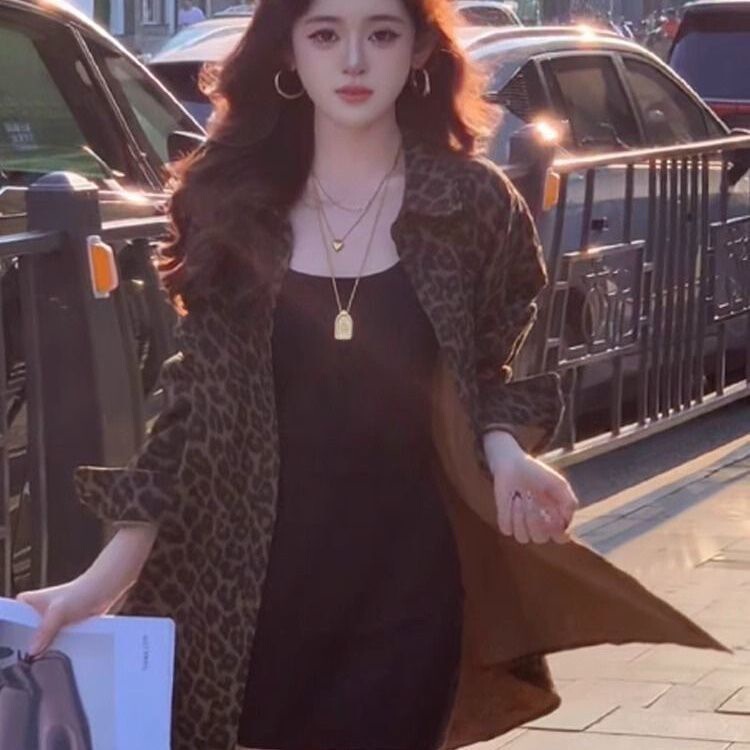 Hong Kong Style Retro Leopard Print Shirt Jacket for Women Autum New Design Niche Loose Lazy Style Relaxed Top Hong Kong Style Retro Leopard Print Shirt Jacket for Women Autum New Design Niche Loose Lazy Style Relaxed Top