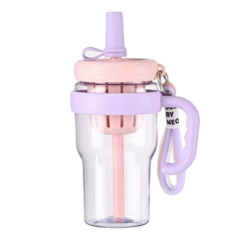 Summer high quality handheld plastic glass with glass for students