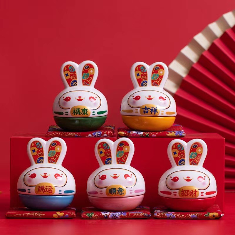 Wufu 토끼 장식품 세트