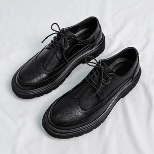 Brock leather shoes spring and summer retro casual small leather shoes men's Korean business thick-soled British fashion shoes cross-border wholesale