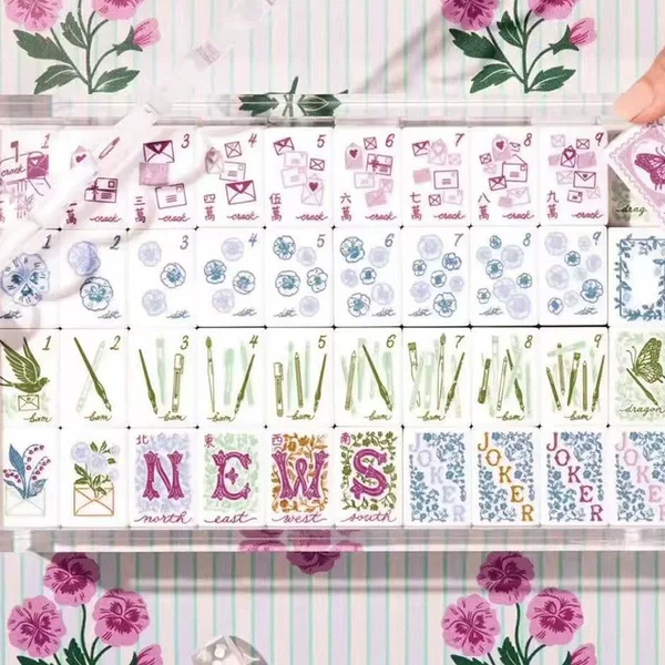 American Mahjong with Fresh Floral Patterns, Handcrafted European and American Style Mahjong Tiles, Portable Mahjong, Foreign Mahjong Manufacturer
