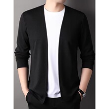 F 31511 Men's Solid Knit Cardigan ��ʿᘿ��_�� �羳�W��