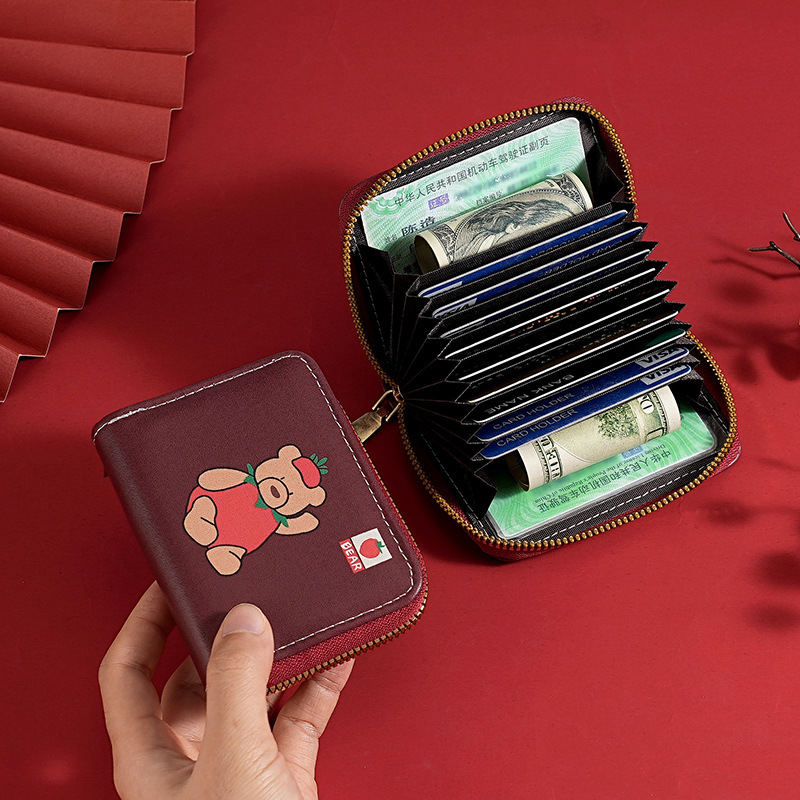 Nuevo tarjetero de dibujos animados antimagnetismo femenino pequeño y lindo, de gran capacidad, tarjeta de identificación múltiple, tarjetero, monedero