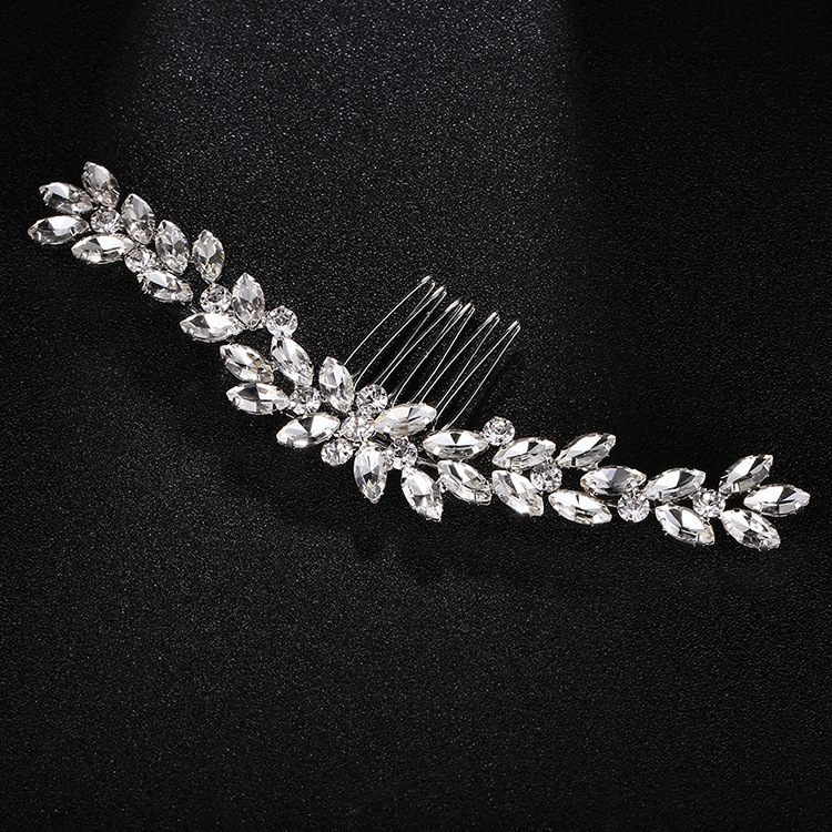 Bridal Rhinestone Hair Comb Tassel Bun Pin For Wedding Hairstyles_voghion.com