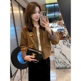 鹿皮绒短外套女休闲2025秋季新款韩版时尚宽松显瘦百搭好看上衣潮