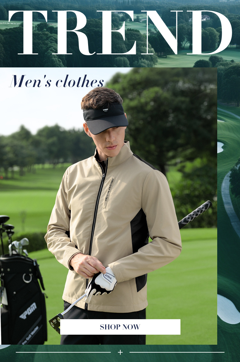 Áo khoác golf nam cổ đứng chống mưa, chống gió, tay dài — YF817-Áo khoác trắng [Chống nước và chống thấm nước/Chống gió và khóa nhiệt độ/Vòng găng tay sau] chi tiết 1