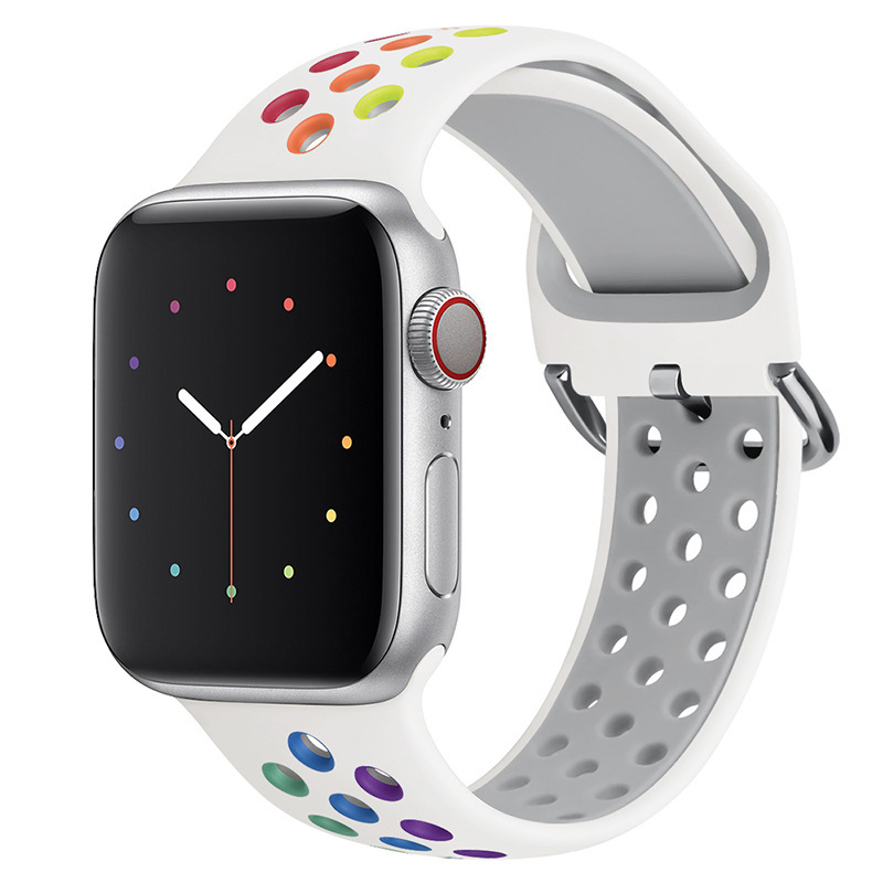 Suitable for Apple Watch iwatch strap two-color sports breathable silicone strap spot wholesale
