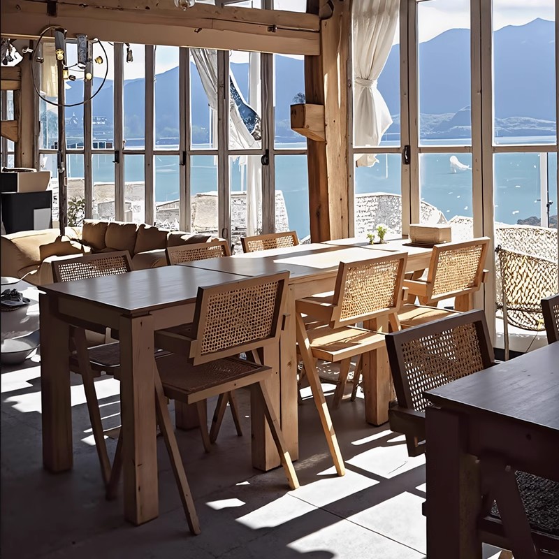 Silla de comedor de madera maciza, silla de hotel de casa de familia, cafetería, silla Chandigarh de celebridades de Internet, silla de respaldo comercial