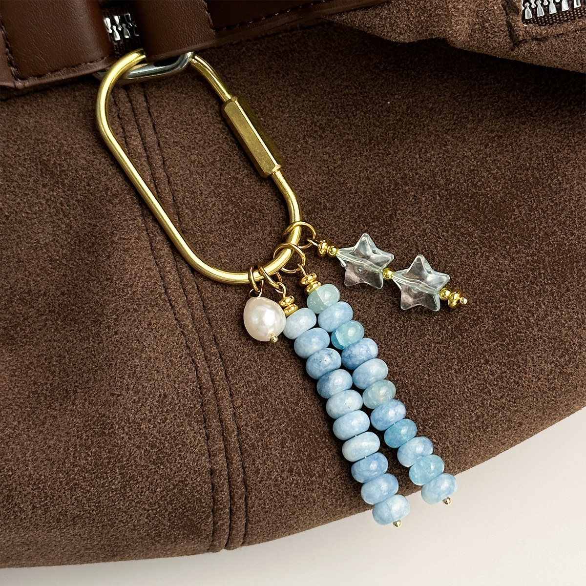 Super Popular Macaron Tassel Colorful Agate Pearl Keychain on Instagram, Exclusively for Cross-Border Sales, In-Stock Mixed Batch Available for Dropshipping