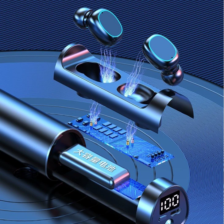 跨? - это Chinese. We must translate: Cross-border N21 Bluetooth headset mini true wireless pull-tube touch LED display dual in-ear hidden LED digital display